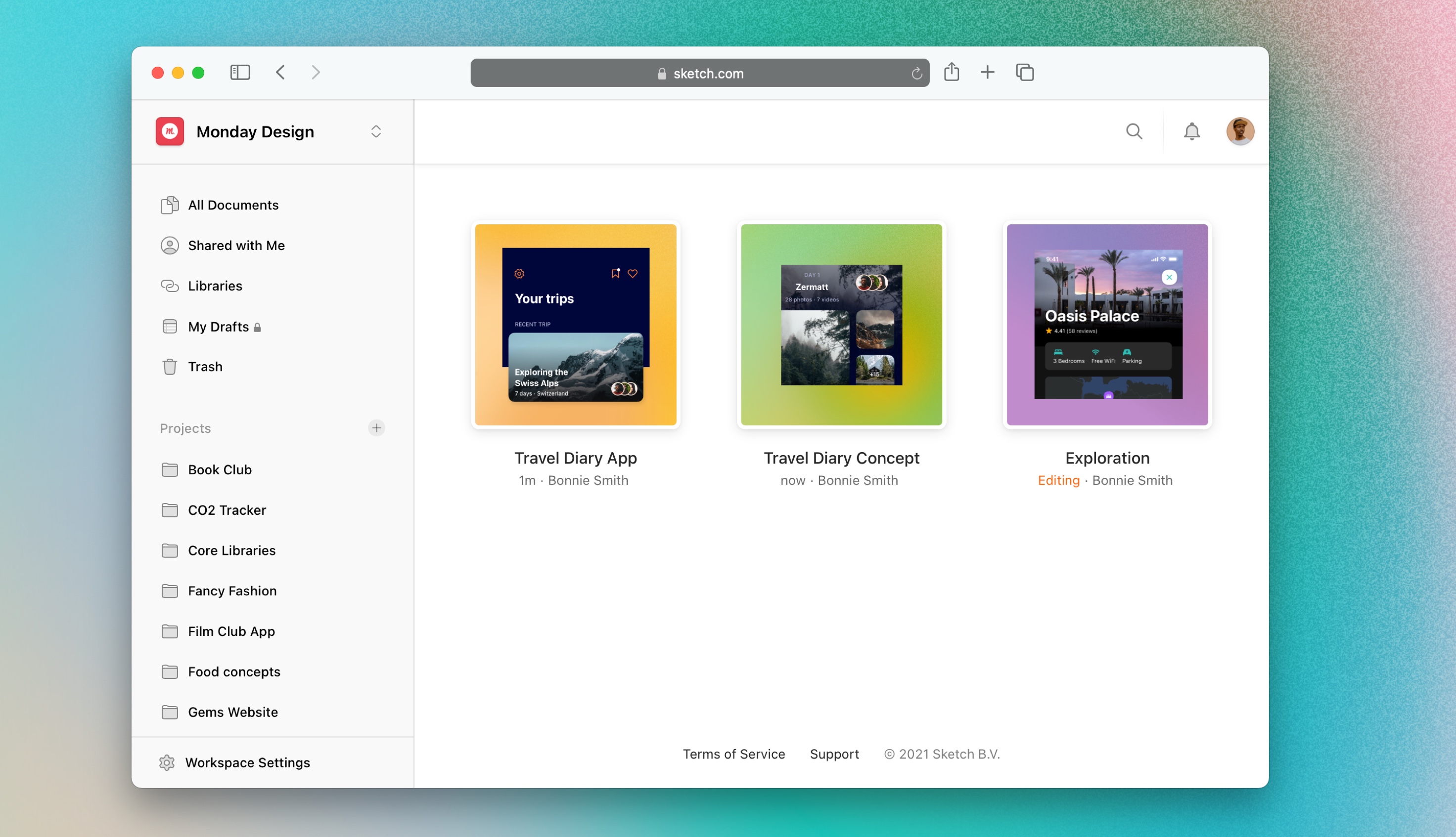 A picture showing thumbnails for every document in a Workspace.