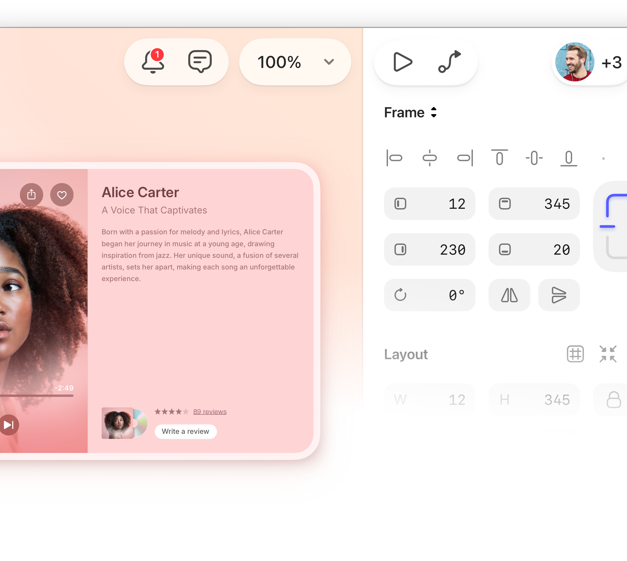 Sketch app window with a design in progress