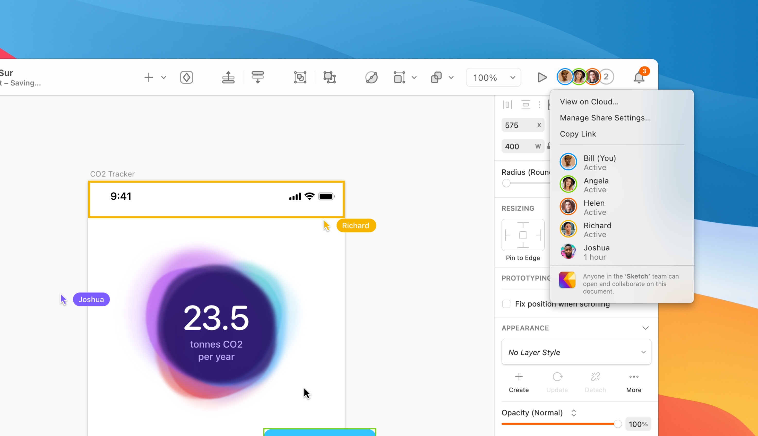 A picture showing the collaborate menu.