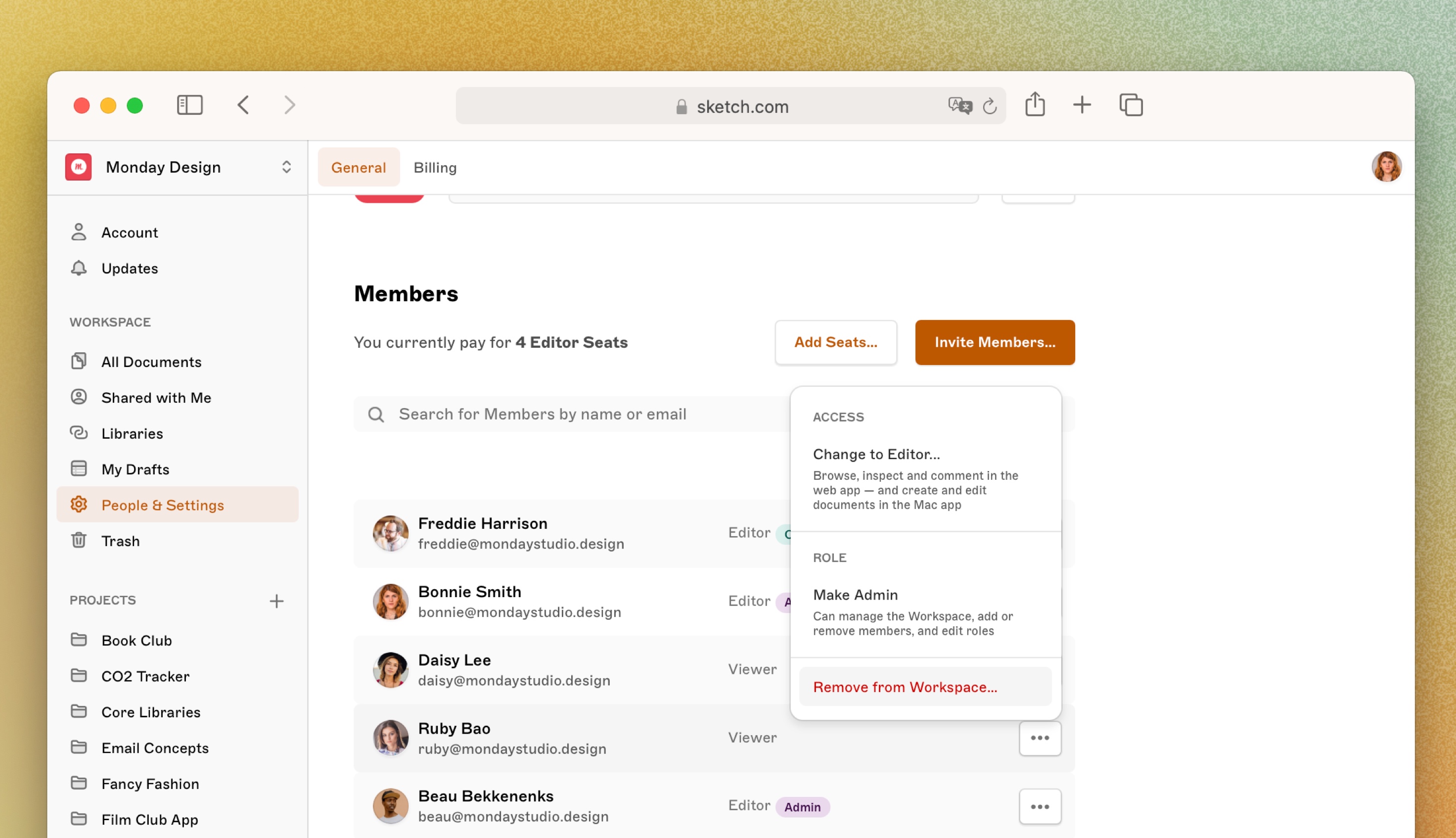 An image showing how to remove a member from your Workspace